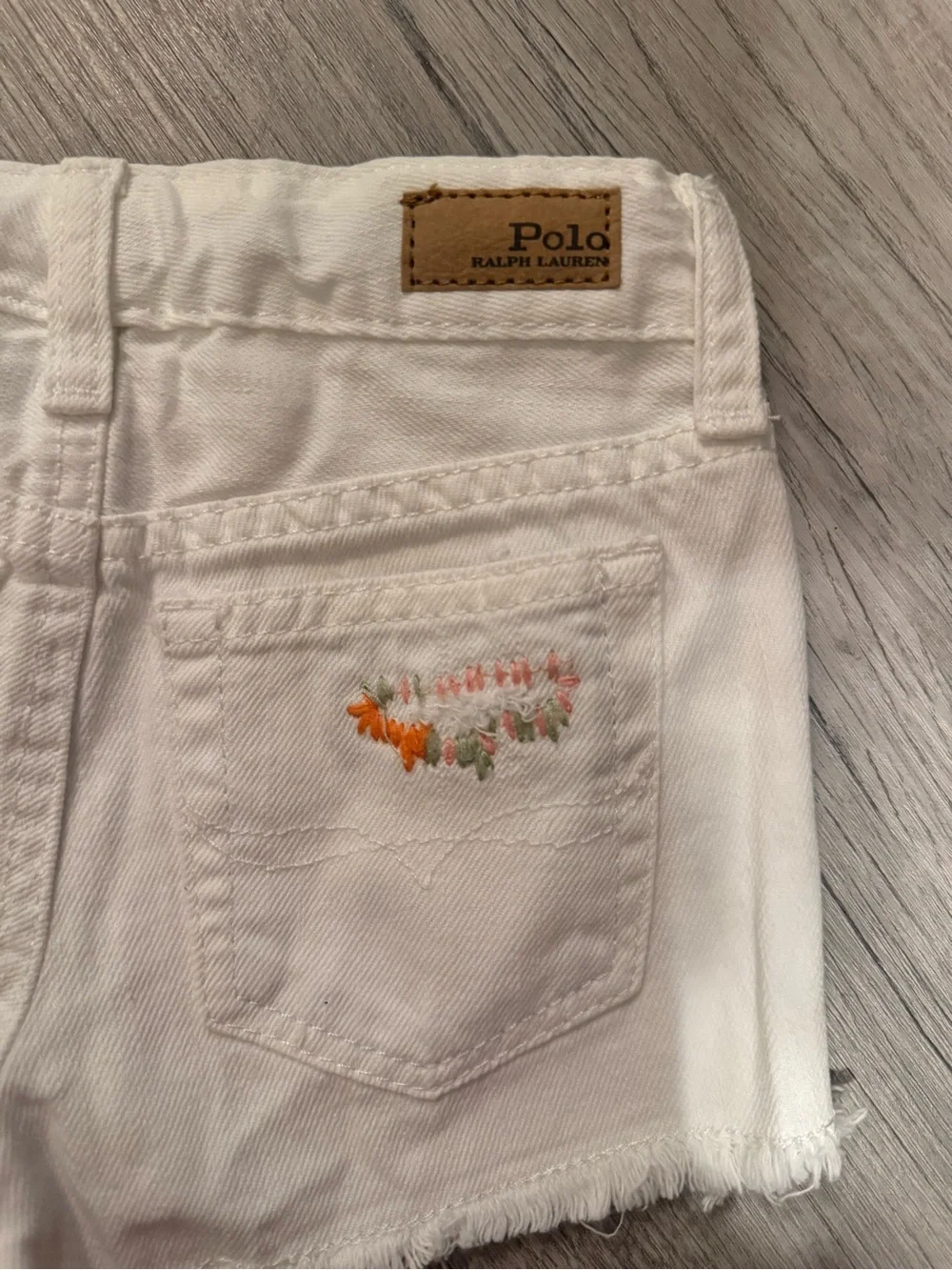 Girls 4t Polo Ralph Lauren White Distressed Denim Shorts NWT
